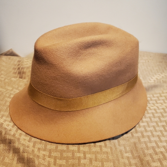 Vtg Lancaster Tan/Camel Wool Fedora with bow - Picture 3 of 6